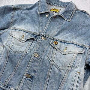 Vtg Energie Sixty T Denim Jacket Men's L Made Italy Blue Distressed 100% Cotton